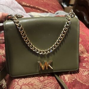 Michael Kors Olive Crossbody Bag with Gold Chain